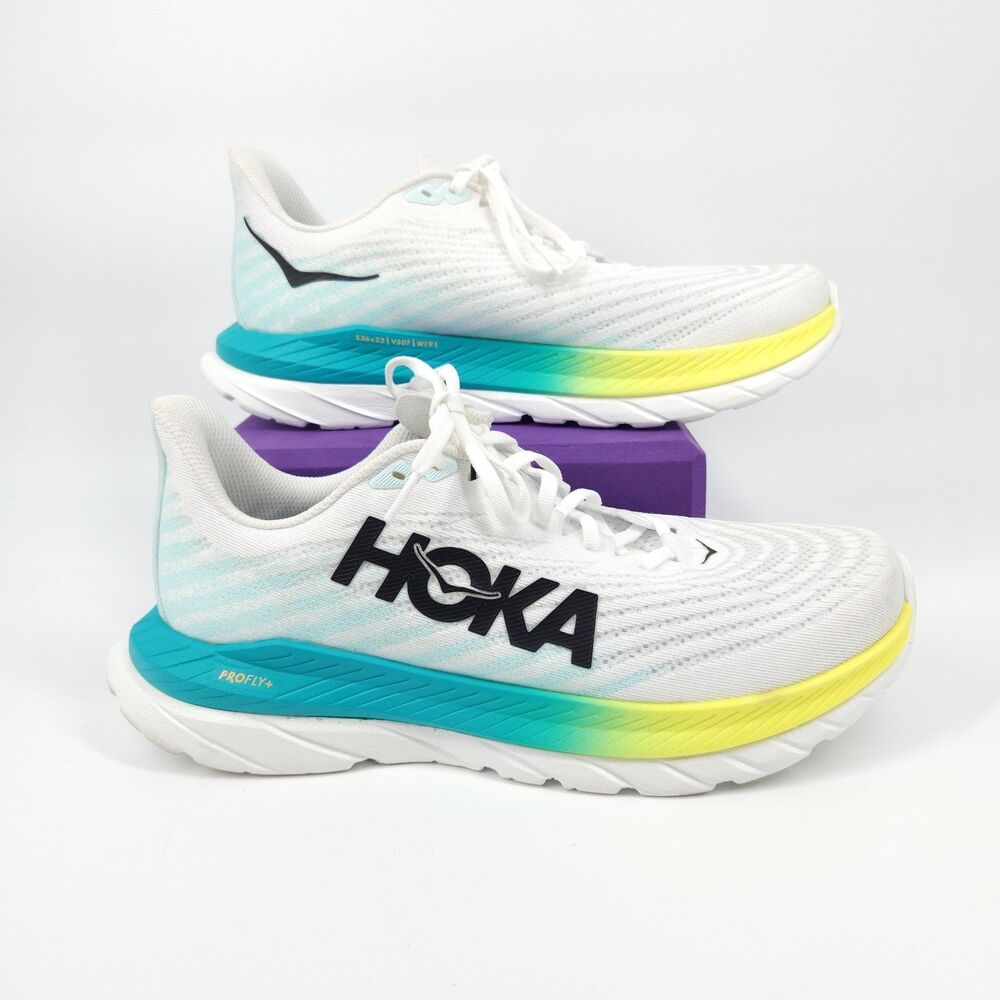 Hoka One One Mach 5 Shoes Women’s Size 10.5 B White Blue Athletic Running